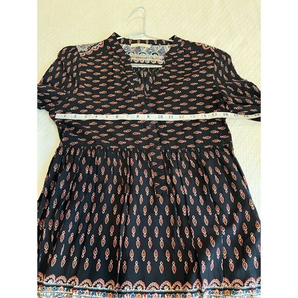 New Altar’d State boho dress black with red button neck size Medium - Picture 6 of 9